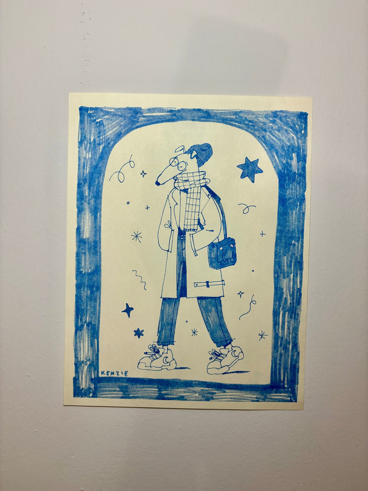 8 x 10 risograph dog print