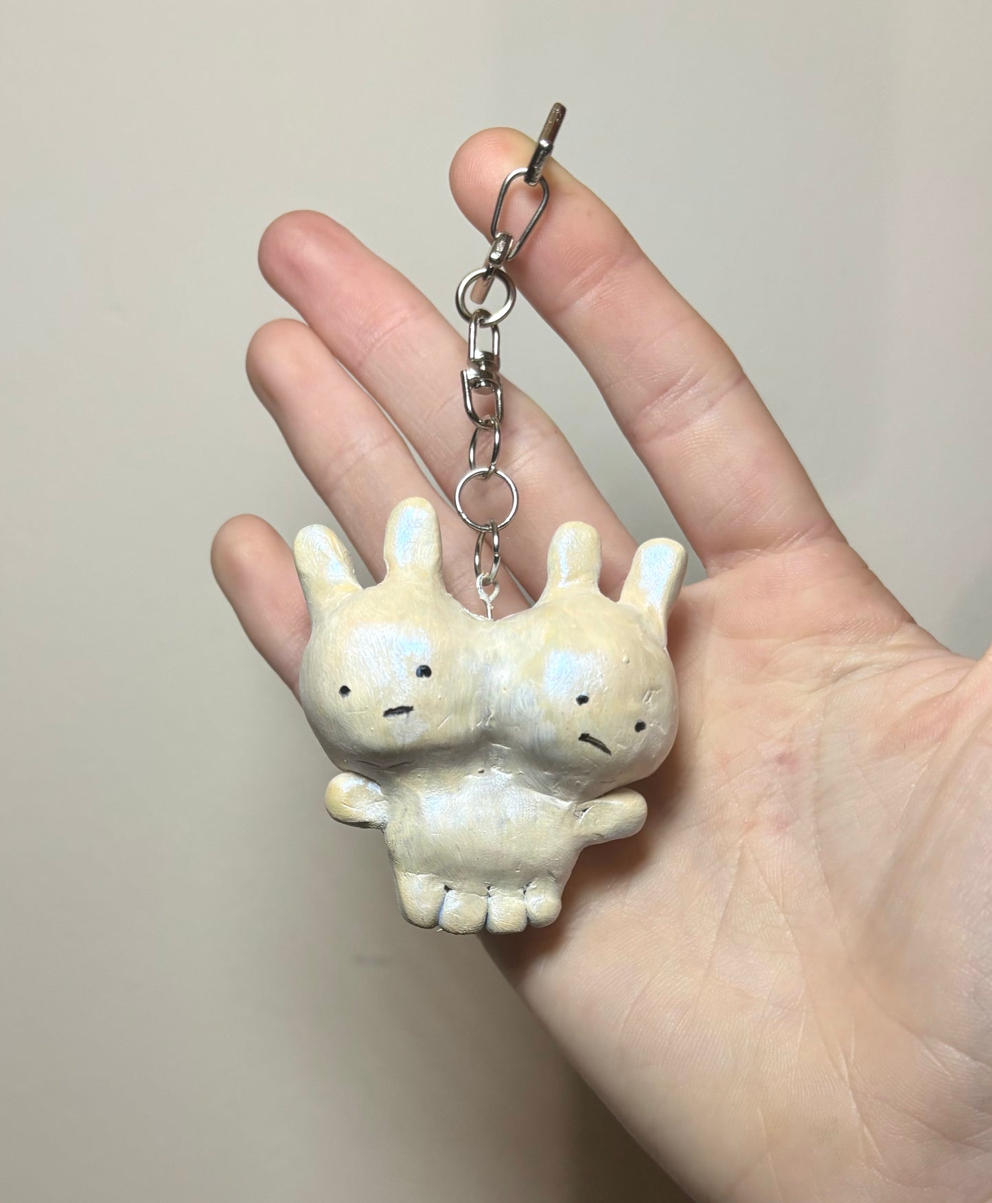 Bunny clay keychain