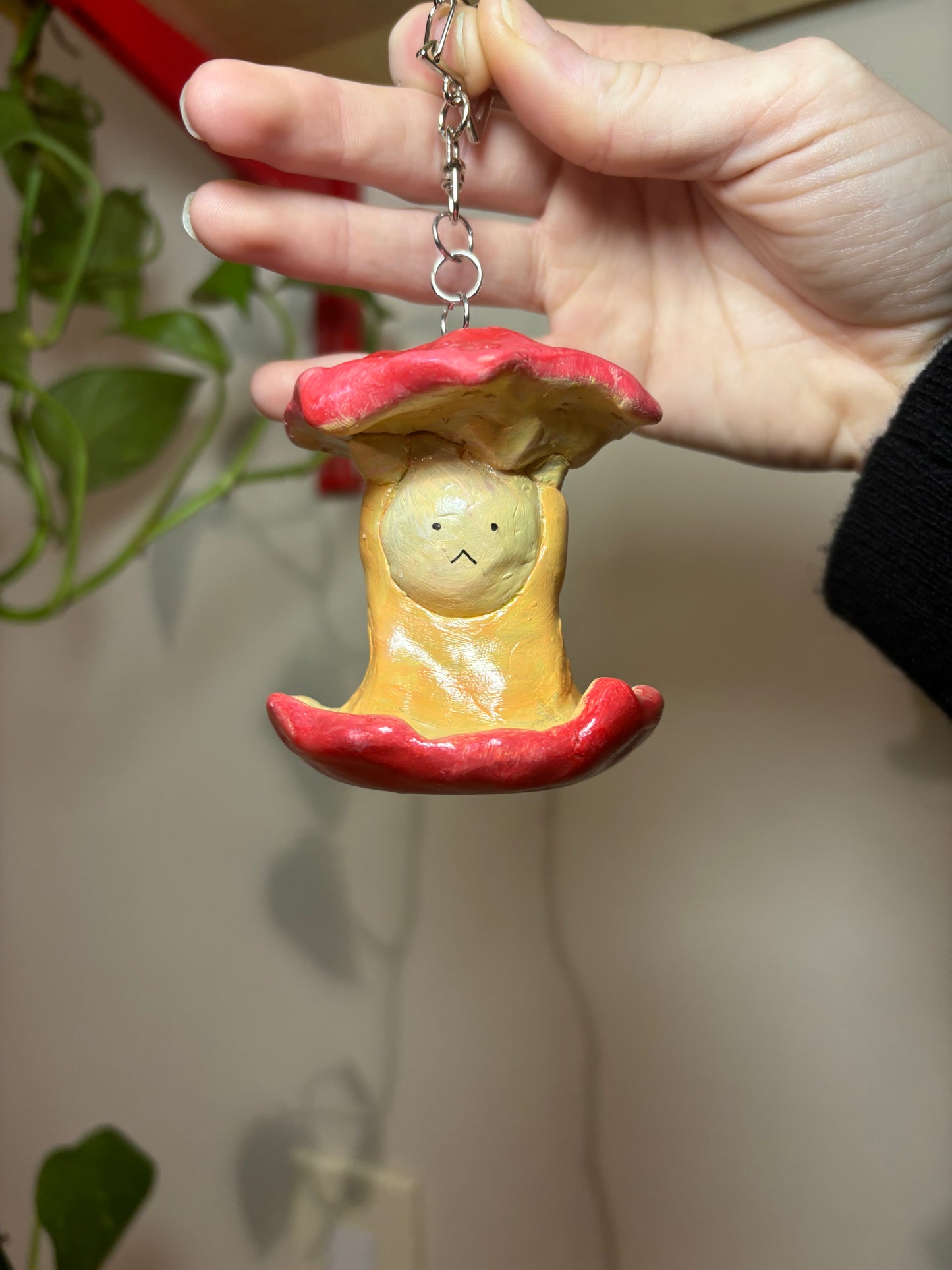 Apple bunny clay keychain