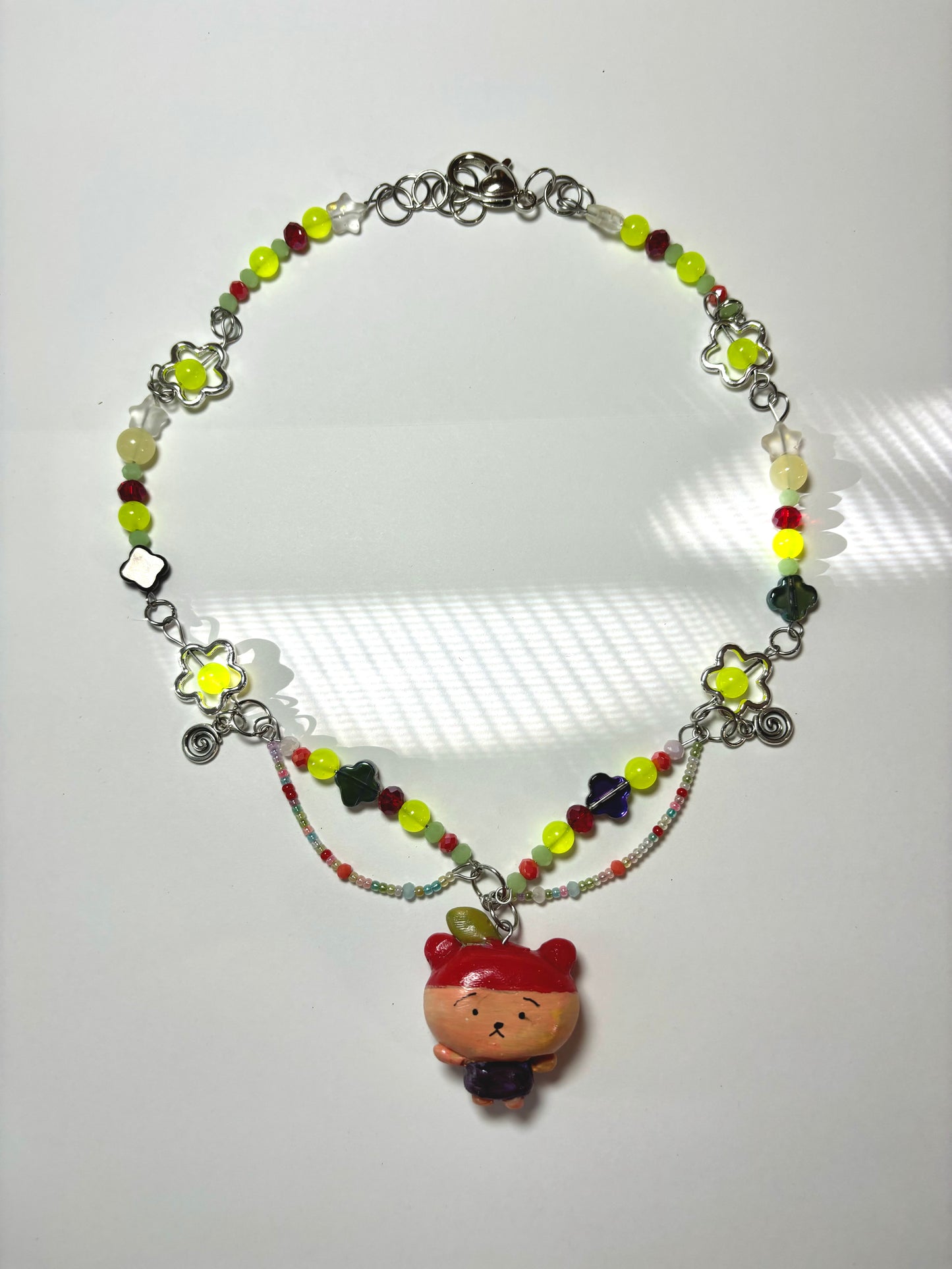 Apple bear necklace