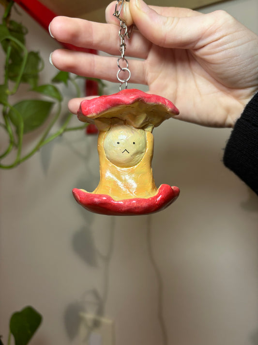 Apple bunny clay keychain