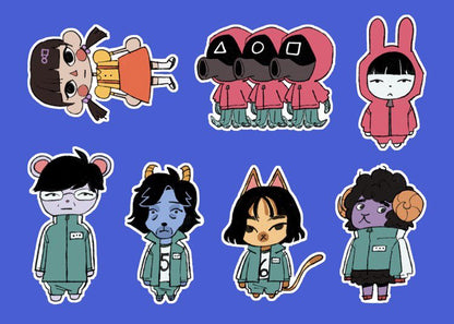 Squid Game Animal Crossing sticker sheet