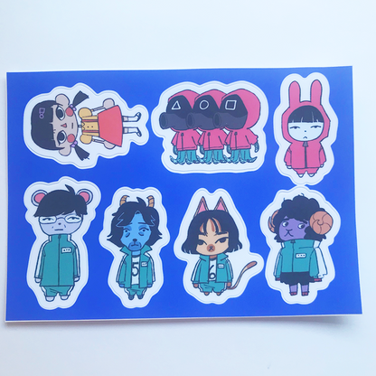 Squid Game Animal Crossing sticker sheet
