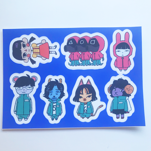 Squid Game Animal Crossing sticker sheet